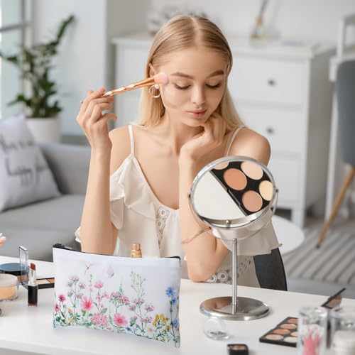 Reginary 20 Pcs Makeup Bags Gifts for Women Canvas Cosmetic Bags with Zipper Bulk Gift for Women Travel Purse Organizer Pouch Accessory, Toiletry Large Capacity, 7 x 4.3 Inch(Flowers) - style: Flowers