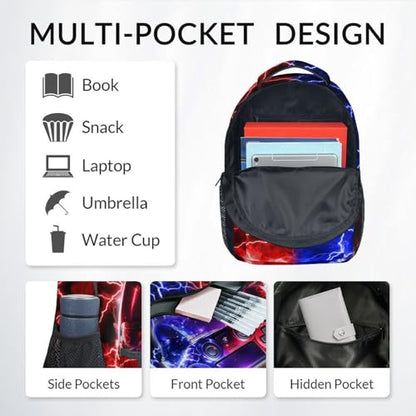UNIKITTY Gamer School Backpack for Boys, 17 Inch Large Capacity Video Game Bookbag with Pockets for Kids Teens Students - color: Multicolor