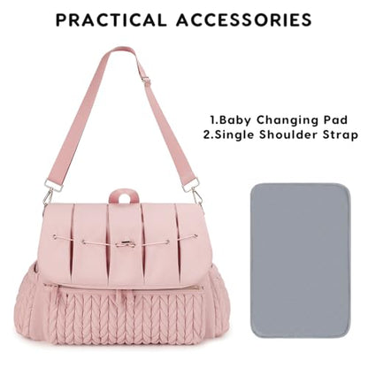 SONARIN Convertible Diaper Bag Backpack Waterproof Nappy Changing Bag Travel Mummy Bag with Changing Pad & Shoulder Strap(Pink) - color: Pink