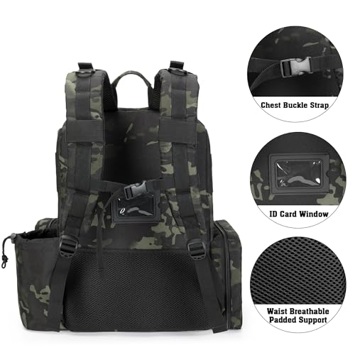 DSLEAF Tactical Range Pistol Backpack with 6 Pistol Cases, Gun Backpack with 9X Magazine Slots for Shooting and Hunting - color: Camo