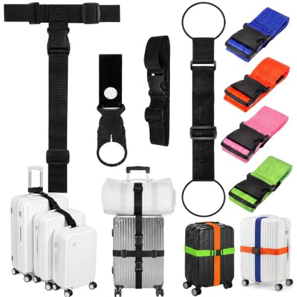 Sadnyy Luggage Straps for Suitcases, Adjustable Travel Belt to Add a Bag, Suitcase Connector Straps for Carry on Luggage Bungee Elastic Travel Accessories with Backpack Attachment (8 Pack,Chic Style) - style: Chic Style