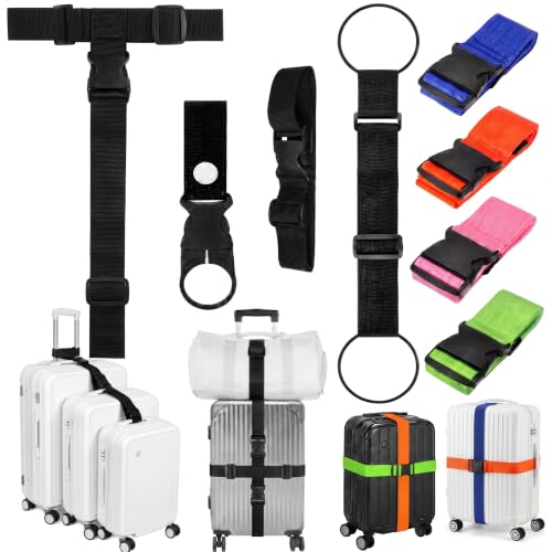 Sadnyy Luggage Straps for Suitcases, Adjustable Travel Belt to Add a Bag, Suitcase Connector Straps for Carry on Luggage Bungee Elastic Travel Accessories with Backpack Attachment (8 Pack,Chic Style) - style: Chic Style