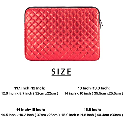 Puffy Laptop Sleeve 11 12 13 13.3 14 15 15.6 inch Case Protective Bag Quilted PU Leather Lined Padded - color: Red Quilted, size: 13-13.3 Inch