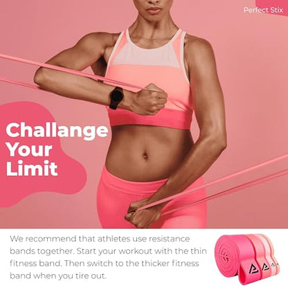 [4 Sizes] Perfect Stix Pull Up Resistance Bands for Women - Pull Up Assistance Exercise Bands. Resistance Bands for Working Out, Stretching, Powerlifting and Fitness