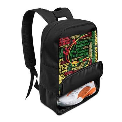18.5in Basketball Backpack Basketball Bag with Shoe Compartment & Ball Holder, Waterproof Bag for Soccer Volleyball - color: Colorful Music Text Print