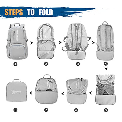 ZOMAKE Lightweight Packable Backpack, 35L Light Foldable Hiking Backpacks Water Resistant Collapsible Daypack for Travel(Sliver Grey) - color: Sliver Grey