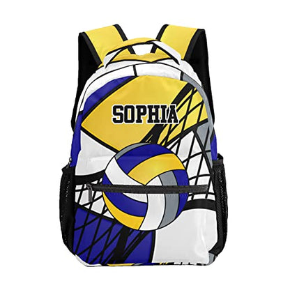 Custom Volleyball Blue Yellow White Personalized Causual Shoulder Bag Sports Leisure Camping Backpack for Women Men - color: Design 3