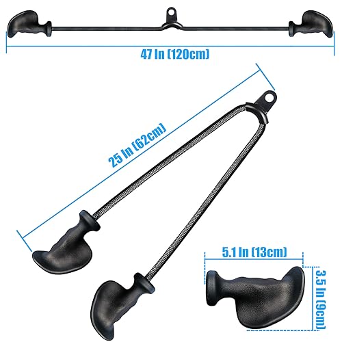 BLUSLM Ergonomic Tricep Rope Pulldown Attachments, Upgraded 27 32 40 & 47 Inch Extra Long Triceps Rope Cable Attachments for Gym, LAT Pull Down Bar for Cable Machine, Tricep Workout Cable Attachments - color: HAND ROPE-06