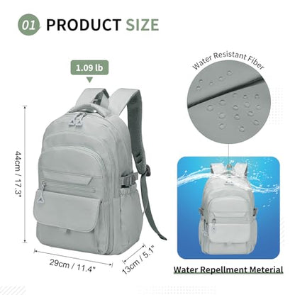 Aesthetic Daypack Backpack, Water-Resistant 15.6" Laptop Backpack for Women and Men, Featuring Touch-Fastener and Anti-Theft Pockets (Gray) - color: Gray