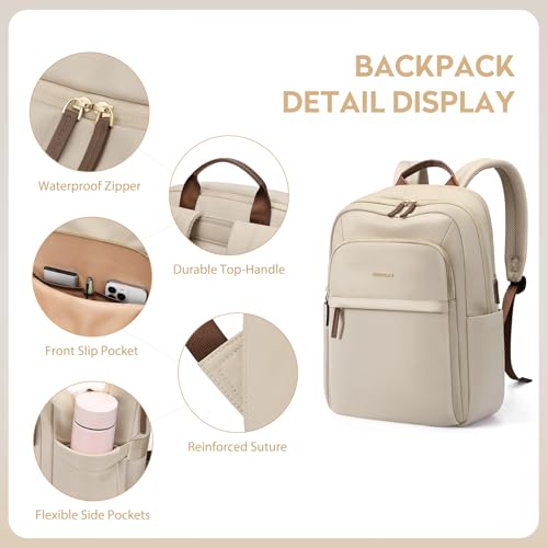 Hiking Travel Backpack for Women Casual Business Weekender Multilayer Laptop Bag,16 Inch,Apricot - color: A-apricot, size: 16 Inch