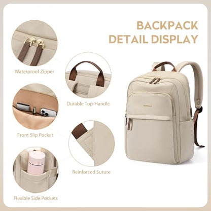 Hiking Travel Backpack for Women Casual Business Weekender Multilayer Laptop Bag,16 Inch,Apricot - color: A-apricot, size: 16 Inch