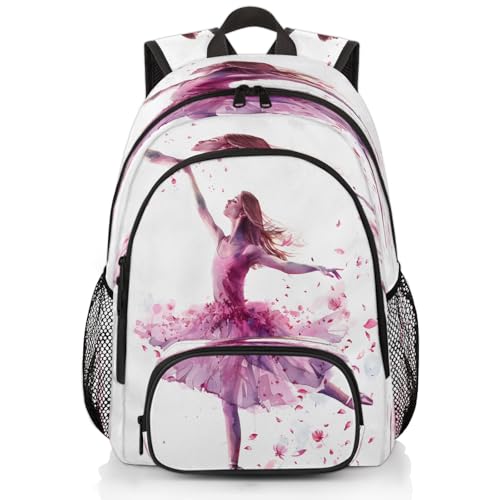 Ballet Dancer Laptop Backpack for Women Men, 18.3 Inch Travel Work Backpacks, Ballerina Theme Waterproof Computer Casual Daypack Nurse Teacher Bags - color: Multicolor 13