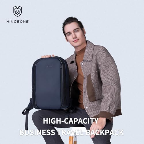 Kingsons 15.6 Inch Laptop Compartment Backpack for Men,Waterproof Slim Durable Business Backpack for Work，Travel (KS25458-Black-US-1) - color: Ks25458-black-us-1