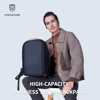 Kingsons 15.6 Inch Laptop Compartment Backpack for Men,Waterproof Slim Durable Business Backpack for Work，Travel (KS25458-Black-US-1) - color: Ks25458-black-us-1