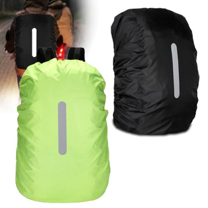 2 Pack Waterproof Backpack Rain Cover,Reflective Rucksack Rain Cover - Heavy-Duty Protection for Hiking, Camping,XL(65L - 75L) - color: black+green