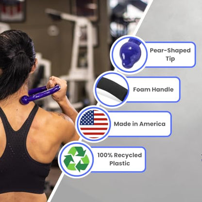 QFlex Back Massager Hook - Trigger Point Self Massage Tool for Neck, Shoulder & Muscle Knot Relief - Deep Tissue Massager Stick - As Seen on Shark Tank - Made in USA