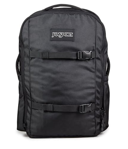 JanSport Venture Pack – Travel Pack With Large Main Compartment with Compression Straps, Dual Water Bottle Pockets, Padded Hip Belt & Luggage Trolley Pass-Through, Black - color: Black, style: Venture Pack