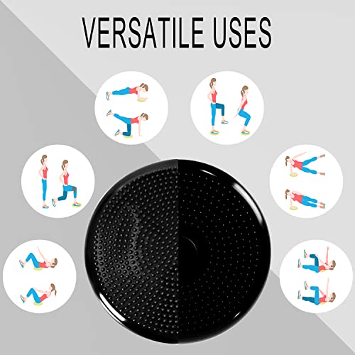 Wobble Cushion, Balance Disc, Wiggle Seat, Balance Pads for Physical Therapy, Stability Disc, Wobble Board for Dogs, Office, Sensory Kids, Classroom with Spiky Massage Ball - color: Black