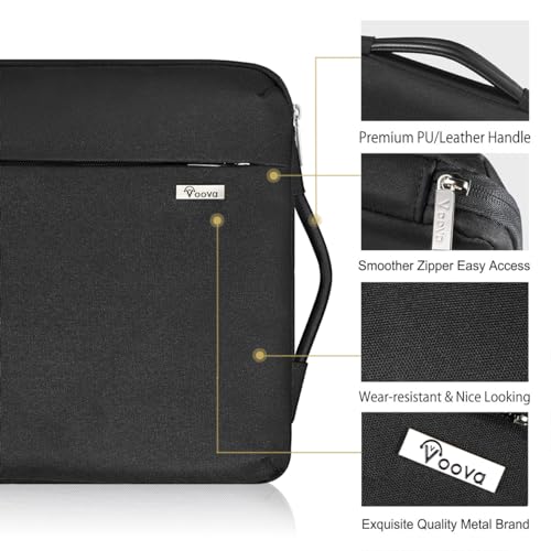 Voova Laptop Sleeve Case 15.6 16 Inch with Handle, 360° Protective Waterproof Slim Computer Bag Cover Compatible with MacBook Pro M2/M3/M4 16, HP Acer Lenovo Yoga ThinkPad Asus Laptop, Black - color: Black, size: 15.6-16 Inch