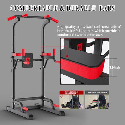 K KINGKANG Pull Ups Dip Station, Power Tower for Home Gym Fitness Exercise - color: Dark gray