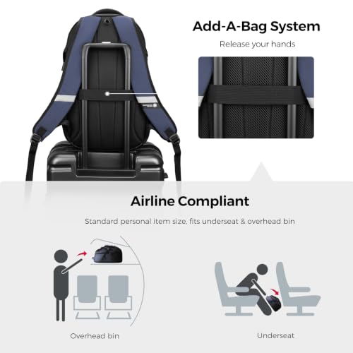 Swissdigital Design Travel Laptop Backpack for Men with USB SD803-12 - color: Black/Blue