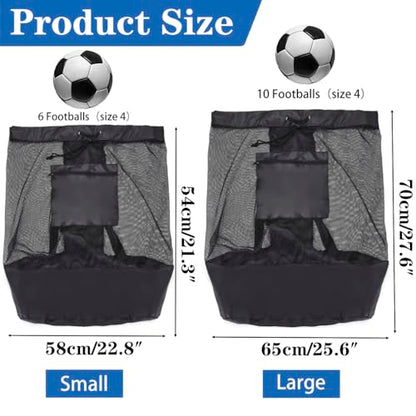 2 Pack Heavy Duty Soccer Ball Bag,Volleyball Ball Bag with Adjustable Strap,soccer Ball Bags for Coaches, Mesh Ball Bag for Holding Basketball, Volleyball, Baseball, Swimming Gear - color: Black-S