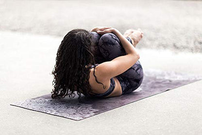YOGA DESIGN LAB | Travel Yoga Mat | 2-in-1 Mat+Towel | Lightweight, Foldable, Eco Luxury | Ideal for Hot Yoga, Bikram, Pilates, Barre, Sweat | 1.5mm Thick | Includes Carrying Strap! - color: Mandala Black