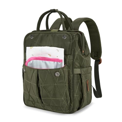 Montana West Wrangler Diaper Bag Backpack Baby Essentials Bag Quilted Travel Backpacks with Insulated Pockets, Portable Changing Pad, Stroller Straps, Pacifier Case - color: Green