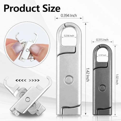 Zipper Pull Replacement, 8 Pcs Metal Zipper Pull Tab Repair Kits for Luggage, Jackets, Purse, Backpack, Coat, Suitcase, Boot(Silver, Bronze, Gold, Gun Black/Small+Large) - style: 16Pcs Large+Small