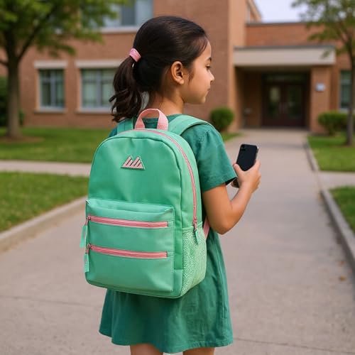 Summit Ridge Colorful Big Backpack for School Kids, Multi Pocket Backpack for Elementary, Middle School Girls, Boys with Padded Straps (Aquamarine/Mint) - color: Aquamarine/Mint