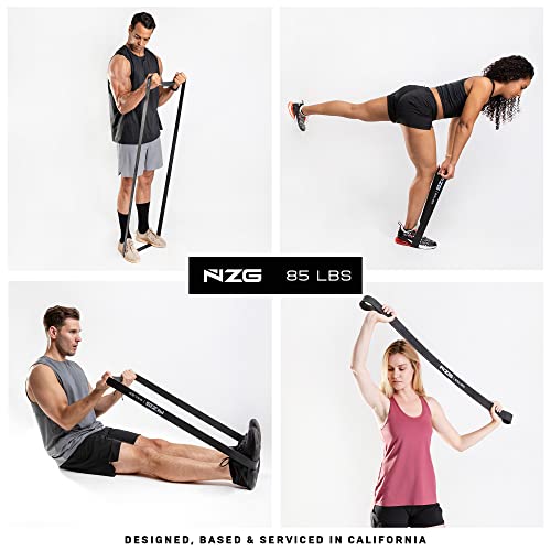 NonZero Gravity 100% Latex-Free Organic Rubber Power Resistance Bands | Compact Durable Hypoallergenic Bands for Strength Training & Workouts | 11 Levels (10 to 140 Lbs) - color: 5. Black-85 lb