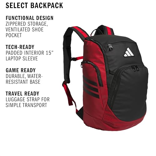 adidas Select Basketball Backpack for Practice, Gym and Travel, 32L - color: Team Power Red 2/Black