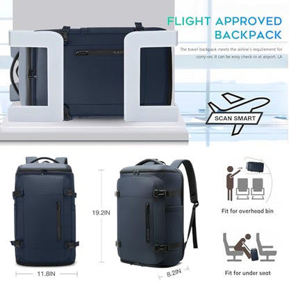 BANGE Travel Backpack with Shoe Compartment, 40L Large Capacity Back Pack, Men's Weekender Daypack Fits 17.3 Inch Laptop, Carry On Travel Backpack with Water Bottle Holder for Men and Women - color: Blue