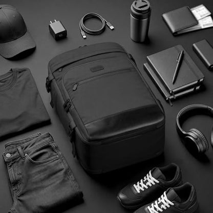 mibasies 40L Travel Backpack for Women & Men: Flight Approved Carry On Backpack, TSA Personal Item Bag with Water Bottle Pocket, Weekender Essentials Backpacks fits 17" Laptop - Black - color: Black, size: X-Large