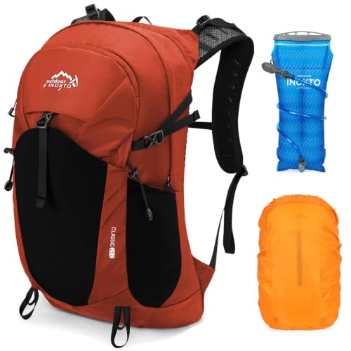 IX INOXTO Hiking Hydration Backpack with 2L/3L Water Bladder for Women and Men18L/25L Water Backpack for Hiking, Cycling, Climbing, Camping - style: Orange-3L Water Bladder