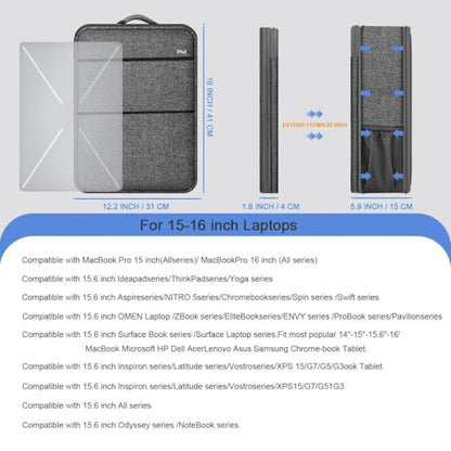 ZINMARK Slim Expandable Laptop Backpack with Small Case for 15-16 inch Notebooks,Water Resistant Computer Bag for College Business for Men Women，Dark Gray - color: Dark Gray