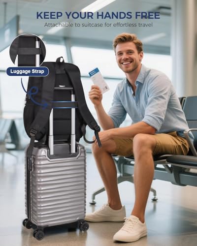 Laptop Backpack for Men Women, 17 Inch Business Travel Backpack with USB Charging Port and Anti-Theft Pocket, College School Bookbag (Black) - color: Black.