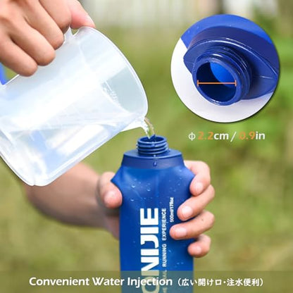 TRIWONDER TPU Soft Folding Water Bottles BPA-Free Collapsible Flask for Hydration Pack - Ideal for Running Hiking Cycling Climbing (500ml/16.9oz) - color: 500ml/16.9oz