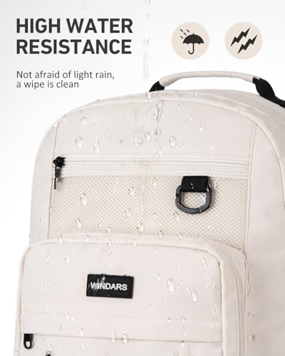 WINDARS School Backpack for Girls Boys, Cute Aesthetic College Bookbag 17.3 Inch Laptop Women Backpacks Large Casual Daypack for Elementary to High School Students (White)