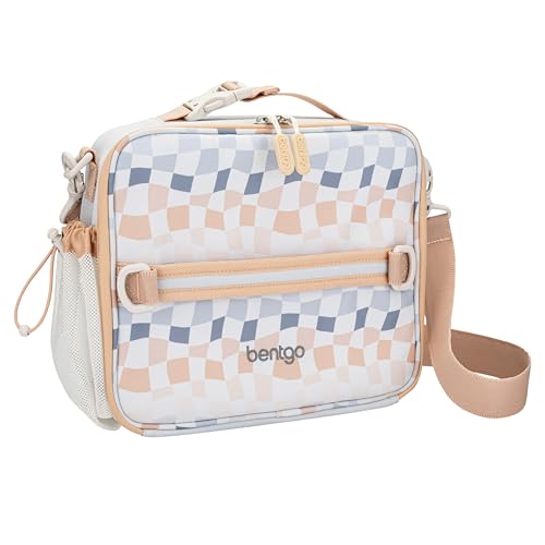 Bentgo Kids Lunch Bag (Whimsy & Wonder Collection) - Durable, Double-Insulated Lunch Bag for Kids 3+; Holds Lunch Box/Water Bottle/Snacks; Water-Resistant Fabric & Zip Pockets (Checker Gradient) - color: Checker Gradient