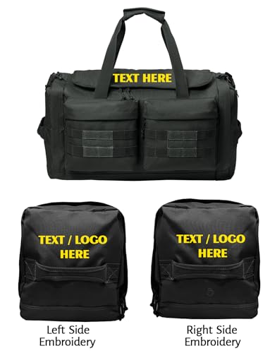 Tactical Gear bag Heavy Duty Duffel Gym bag/Tactical Backpack Custom Embroidered with your own text (Charcoal - Duffel Bag) - color: Charcoal - Duffel Bag
