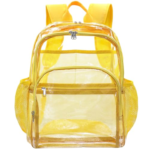 Clear Backpack, Clear Bag Stadium Large See Through Bookbag Heavy Duty PVC Transparent Backpacks for School - color: Yellow-1pack