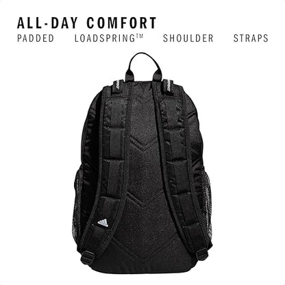 adidas Excel 6 School Backpack, 40L - color: Black/White 3 Stripe Webbing, size: OSFA