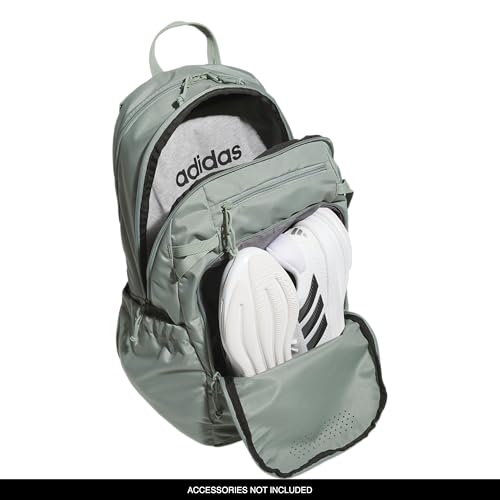 adidas Defender 5 Backpack for Sports, Gym, School and Travel, 33L, Silver Green/White, OSFA - color: Silver Green/White