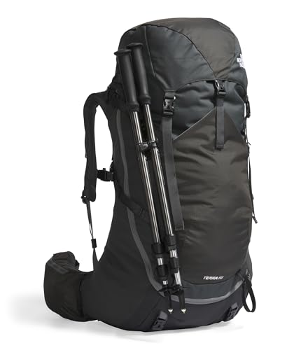 The North Face Women's Terra 55 Backpack - Hiking Pack, Women-Specific Fit, Cinch-Top Opening, Pole & Ice Axe Attachments, Asphalt Grey/TNF Black-NPF, X-Small/Small - color: Asphalt Grey/Tnf Black-npf, size: X-Small-Small