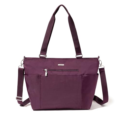 Baggallini Essential Laptop Tote - Work Tote Bag with Laptop Sleeve - Lightweight Travel Crossbody Shoulder Bag for Women - color: Mulberry