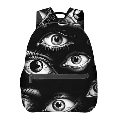 Gothic Eye Backpack,Black & White Polyester Backpacks,Lightweight Double Shoulder Back Pack for Adults,Goth Bookbag,School Bag Gifts,Casual Travel Daypack Book Packs - color: Gothic Eye