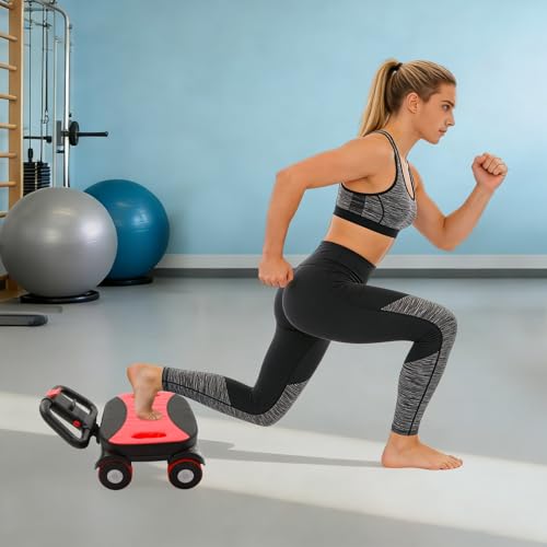 Ab Wheel Roller, 4-Wheel Abdominal Roller with Elbow Support - color: Red