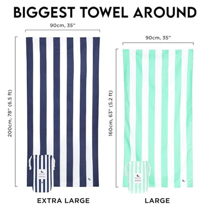 Dock & Bay Beach Towel - Quick Dry, Sand Free - Compact, Lightweight - 100% Recycled - Includes Bag - Cabana - Kamari Charcoal - Large (160x90cm, 63x35) - color: Cabana - Kamari Charcoal, size: Large (160x90cm, 63x35")