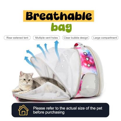 Back Extension Cat Travel Carrier Backpack (Galaxy Pink, Clear Window) - color: Galaxy Pink